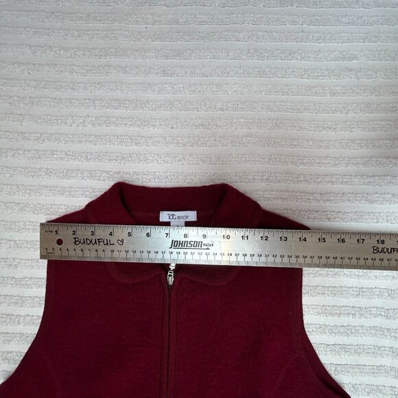 The TOG Shop Womens Small Full Zip Sweater Vest Wool Collared Red Lightweight - Picture 4 of 10